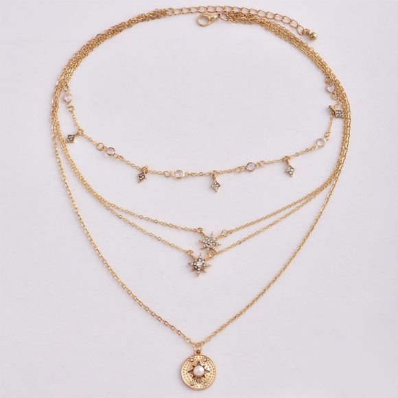 Couture Bling Gold Minimal Slay Layer Necklace - Picture 2 of 3